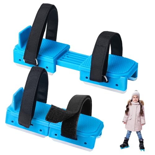 Toddler Ice Skates, Kids Adjustable Double Runner Ice Skates with Hook and Loop Fastener Straps, Blue Double Blade Ice Skates for Winter Toddler Training Shoes Beginner