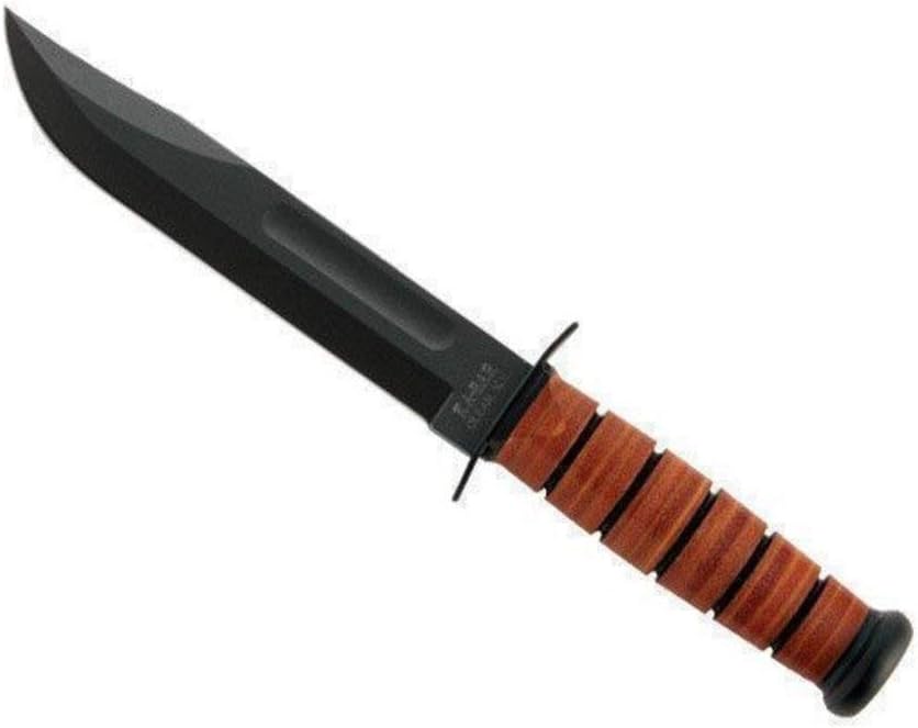Ka-Bar 1220 US Army Straight Edge Fighting/Utility Knife with Leather Sheath , Beige, 7" Blade