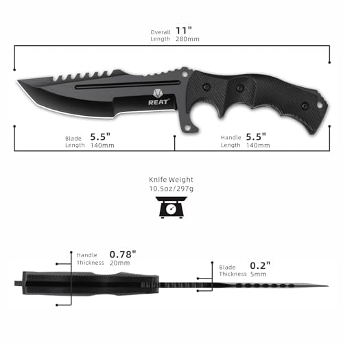 Fixed Blade Hunting Knife with Sheath 5.5" Stainless Steel Full Tang Outdoor Knife