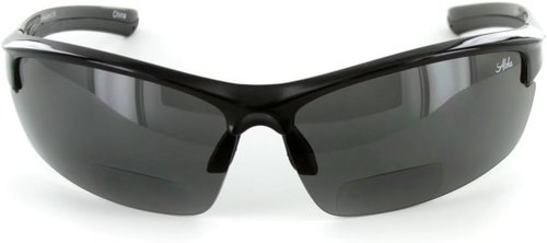 Creekside Wrap-Around Polarized Bifocal Sport Safety Reading Sunglasses for Youthful, Active Men and Women (Black/Smoke +1.50)