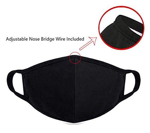 Black Face Mask Cloth Reusable for Adults - Comfortable & Windproof - Black