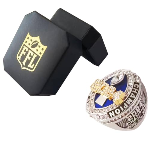 Fantasy Football Champion Ring 2024 Heavy Gold Silver Tone Trophy - One / 11