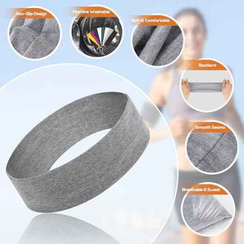 Workout Headbands for Women Non Slip - 8PCS Elastic Sport Head Bands for Women's Hair, Sweat Headband for Athletic Yoga Running Gym