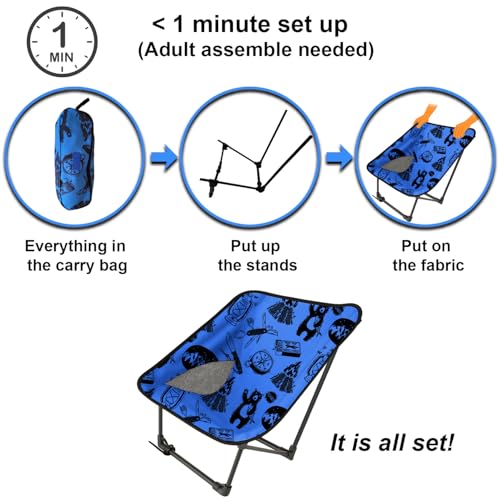 Youth and Kids Camping Chair | Ultra Lightweight, Foldable and Heavy Duty | Ideal Indoor/Outdoor Kid Chair for Camping, Beach, Sports and Lawn