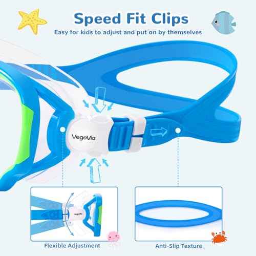 Kids Swim Goggles with Nose Cover, Anti Fog Wide View Clear Swim Mask for Kids Youth 3-15, Anti-Shattered No-leak