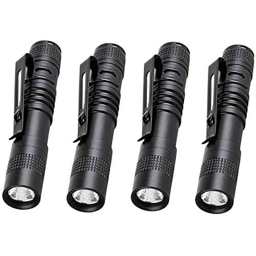 MODOAO Ultra Slim Portable 900LM Mini LED Flashlight Belt Clip Pen Light Tactical Torch 9 cm (1 Pack)