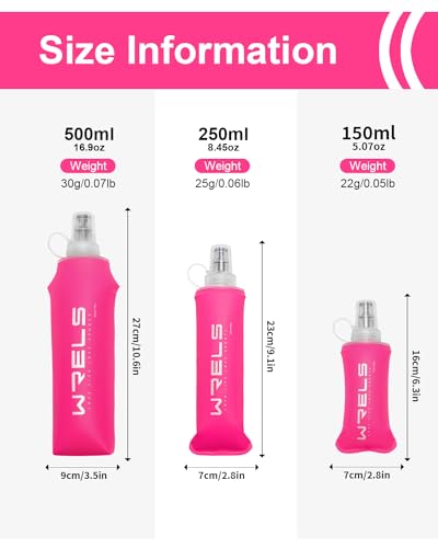 Pink 250ML Soft TPU Collapsible Water Bottle - Reusable Hydration Flask for Running Hiking Cycling