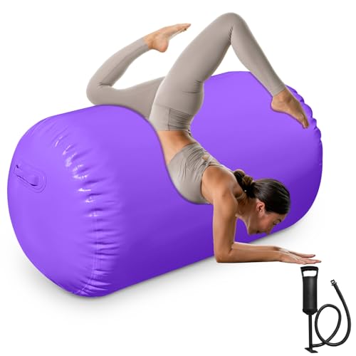 Inflatable Gymnastics Barrel for Back Handspring Training - Purple, 47.2x23.6 Inches
