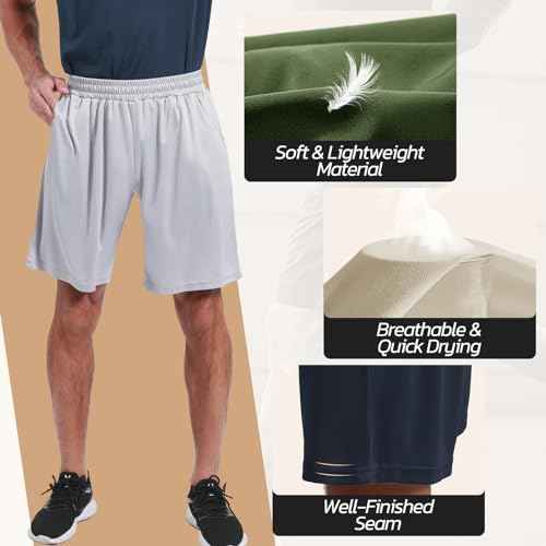 3 Pack Gym Basketball Mens Shorts - Quick Dry Black Workout Athletic Shorts with Pockets for Casual Running (S-6XL)