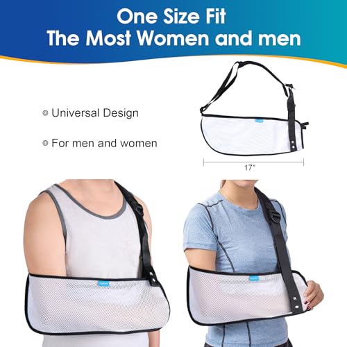 Breathable Mesh Arm Sling for Shoulder Injury - White Medium - Supports & Stabilizes Elbow, Wrist, and Shoulder