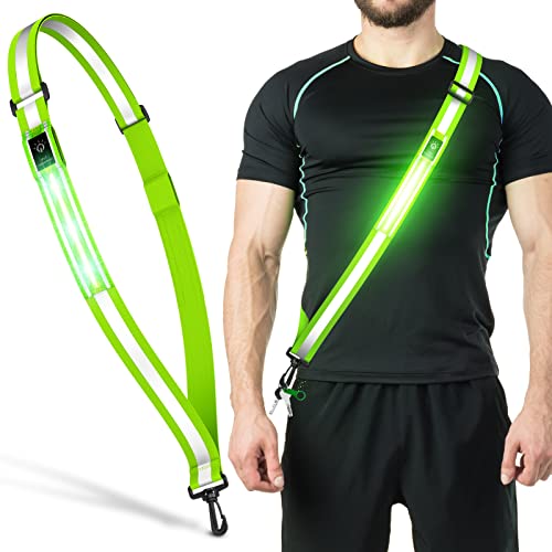 LED Reflective Belt Sash Walking Gear,Safety Lights for Walkers at Night,High Visibility Safety Rechargeable Reflective Running Gear for Men Women Kids Night Dog Walking Gear