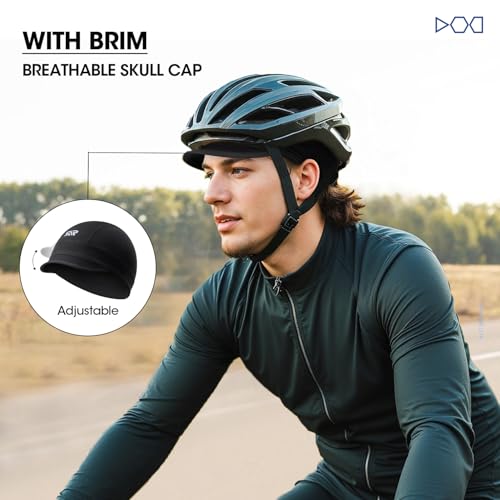 Sunmeci 2-Pack Skull Cap with Sun Visor for Helmets - Black & Green