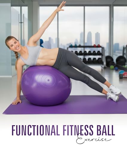 ROMIX Pregnancy & Exercise Yoga Ball 30 Inch Purple with Pump
