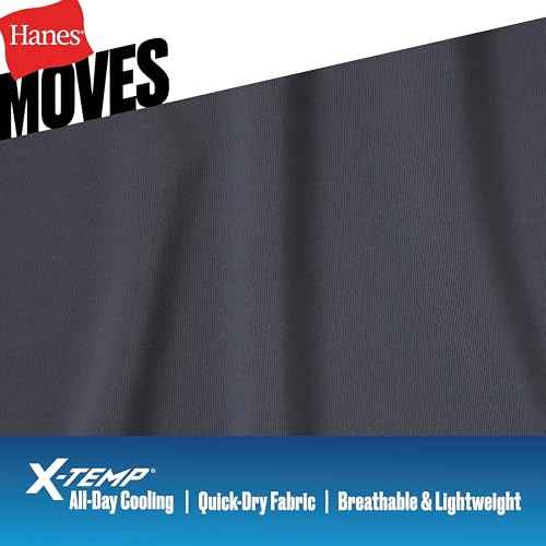Hanes Men's Moves Breathable Mesh Back T-Shirt, X-Temp Moisture-Wicking Tee, White or Black/Grey, 3-Pack