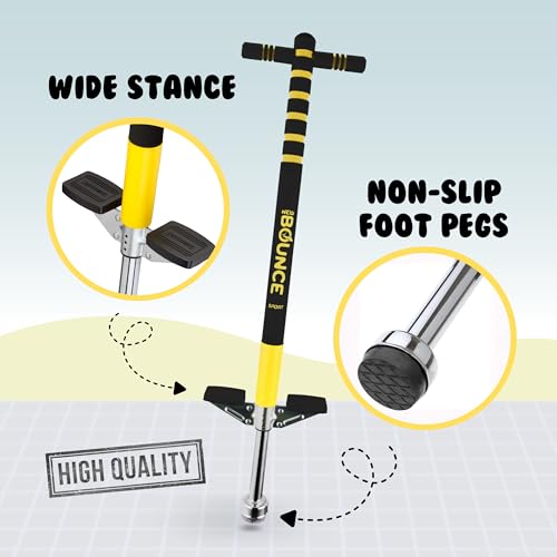 Kids Pogo Stick for 40-80 Lbs - Black & Yellow Durable Outdoor Toy