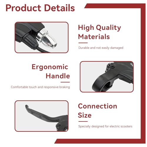 Waterproof 2 Wires Left & Right E-Bike Brake Lever, Electronic Brake Lever Handle Bar Grips E-Bike Replacement Parts for Electric Bicycle E-Bike Scooter