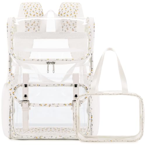 Yellow Floral Clear Backpack with Lunch Bag Set for Women & Men