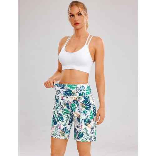 Quenteen Bermuda Shorts for Women 9" Knee Length Athletic Sweat Shorts High Waisted Yoga Jogger