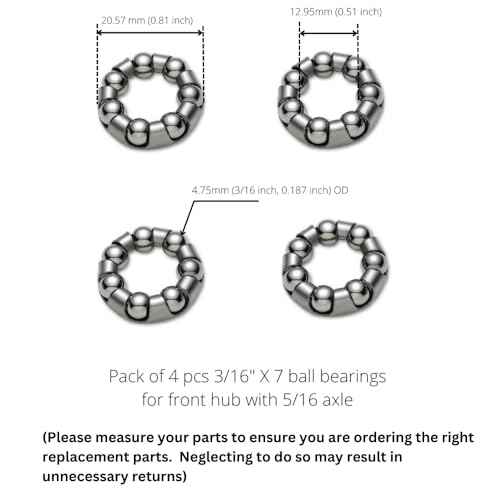 Pack of 4 Ball Bearing Retainer Cages for Bicycle, Bike Bearings for Front and Rear Hub Wheel Service, 3/16¡± X 7 Balls