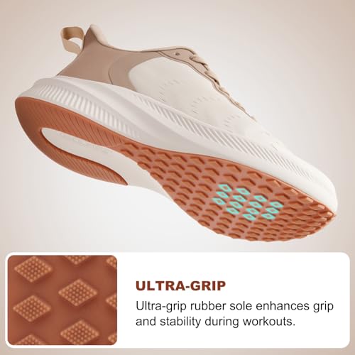 ALEADER Wide Toe Box Shoes Women Running Walking Tennis Work Nurse Sneakers 8.5 Wide / Oatmeal