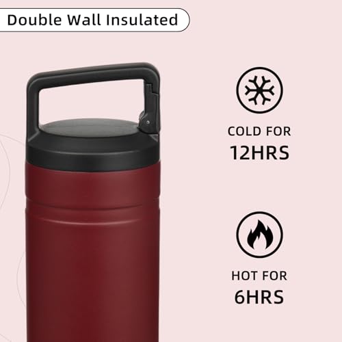 Insulated Travel Water Bottle 20 oz Stainless Steel Cinnabar Red