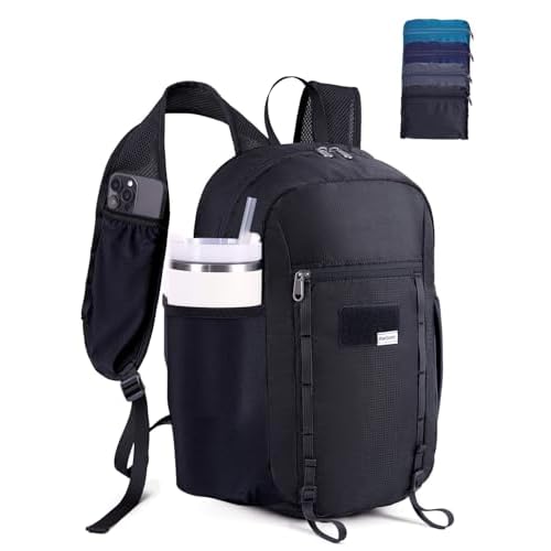 Blue Quartz 15L Small Hiking Backpack with Chest Pockets for Phone, Ultralight Hiking Daypack with Sternum Straps, Lightweight Foldable Packable Back Pack for Women Men(patent pending)