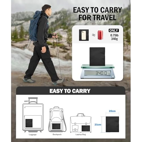 ZITY Men's Rain Over Pants Waterproof Heavy Duty Thick Hiking Pants Golf Pants with Lightweight Packable Bag