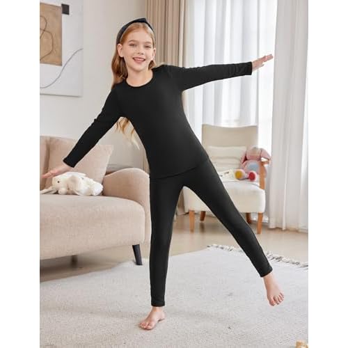 Arshiner Girls Thermal Underwear Set Long Johns Cold Weather Kids Base Layer Top Bottom
