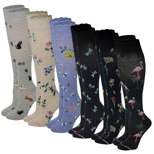 Women's Assorted Graduated Compression Socks Pack of 6 Pairs - Therapeutic Support