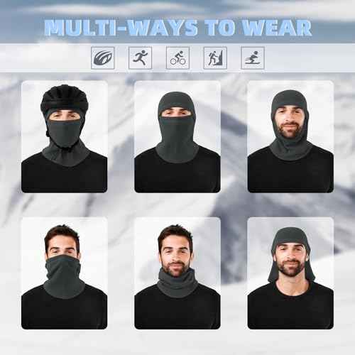 Winter Fleece Balaclava Ski Mask Windproof Thermal Full Face Cover for Men & Women Cold Weather Mask for Sports Outdoor