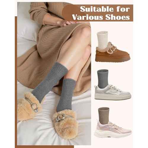 YSense Wool Socks for Women, Winter Boot Socks Stocking Stuffers Gifts for Women Warm Crew Hiking
