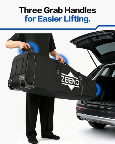 ZEEMO Full-Open Golf Travel Bag for Airlines, Wheeled Club Carrier Black & White