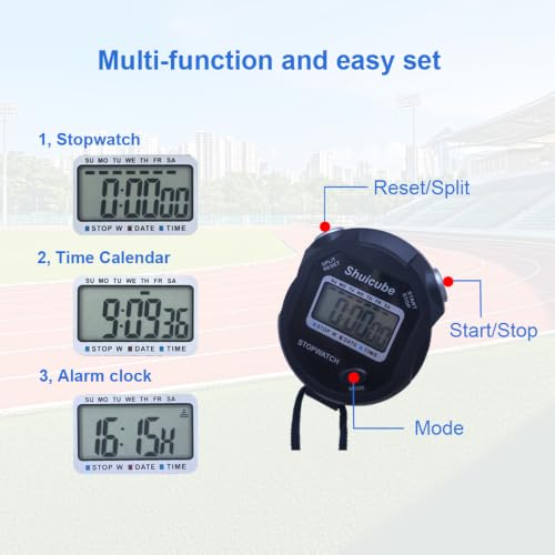 Digital Sports Stopwatch Timer with Large Display, Replaceable Battery for Coaches & Referees