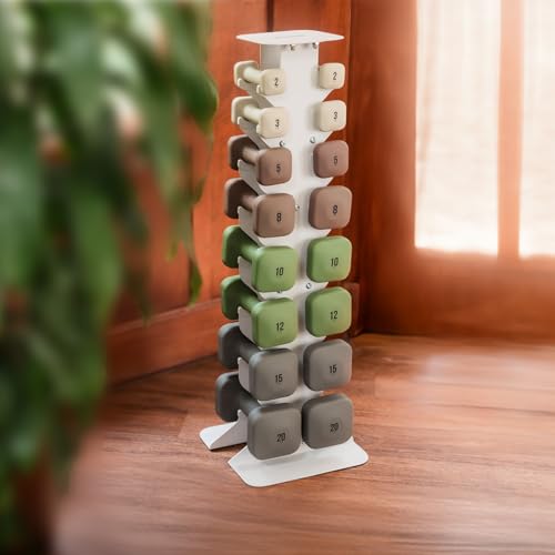 WeGym 5LB Square Dumbbells for Home Gym, Anti-Slip Hand Weights, Sandstone