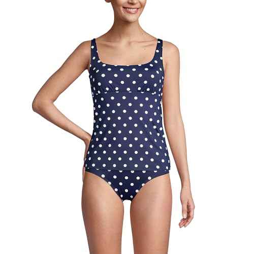 Lands' End Women's Square Neck Underwire Tankini Top Swimsuit Adjustable Straps