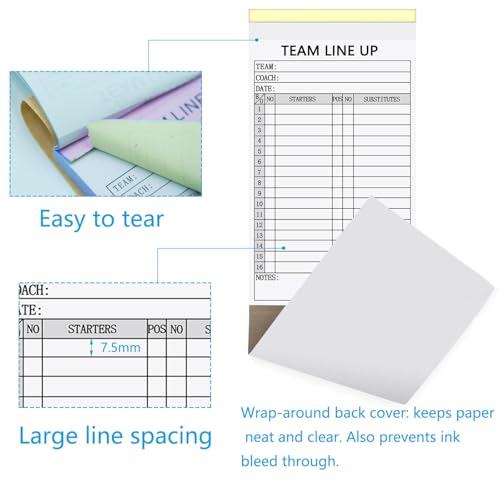 90 Sets Baseball & Softball Lineup Cards with 4-Part Carbonless Sheets, 150 Games, 16 Player Slots - Variation of THIS listing