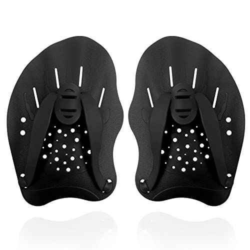 Swimming Paddles for Hands, Swimming Training Hand Paddles with Adjustable Straps, Swim Paddles for Adult Children Unisex Professional Swimming Accessories - 1 Pair