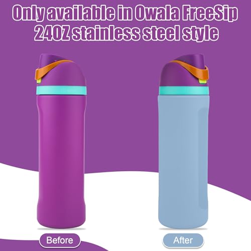 Silicone Water Bottle Boot for Owala 24oz, Full Wrap Protection Anti-Sliding Bottom Protective Sleeve Case Compatible with FreeSip Water Bottle Gift for Owala Protector Cover Accessory (Blue)