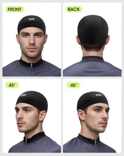 3-Pack Breathable Mesh Skull Cap Helmet Liners - One Size Black & White
