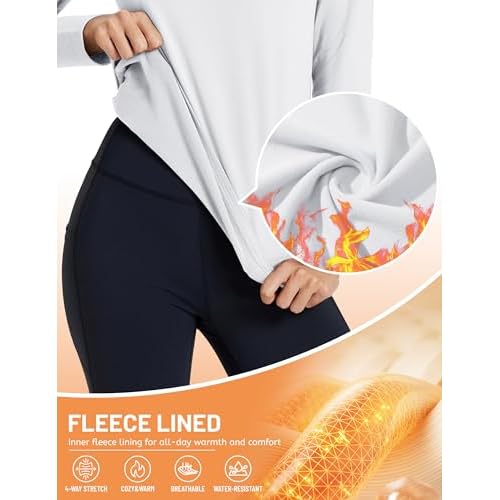 TACVASEN Women's Thermal Shirts Mock Turtle Neck Long Sleeve Undershirt Fleece Warm Athletic Tops Winter Base Layer