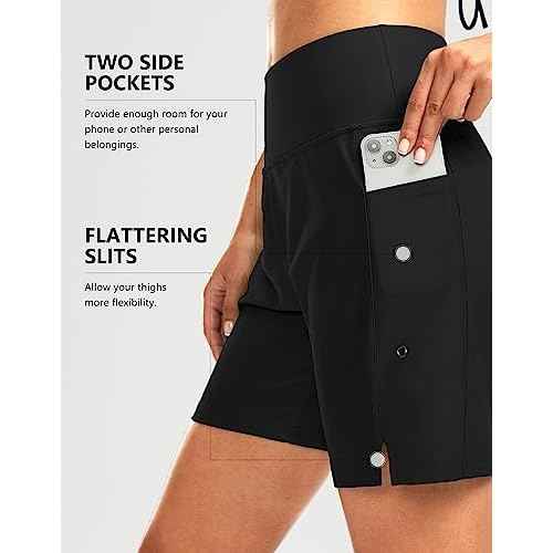 G Gradual Women's 7" Long Swim Board Shorts High Waisted Quick Dry Beach Swimming Shorts for Women with Liner Pockets