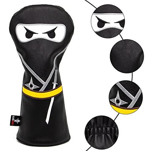 Golf Headcover for Hybrid - Leather Ninja Club Cover with Embroidery