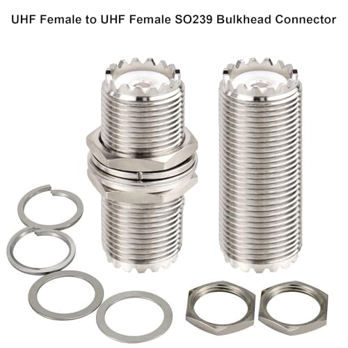 XRDS-RF 2 Pack UHF Female Bulkhead Connectors for Radio, CB, Marine, Wi-Fi - Impedance 50Ω