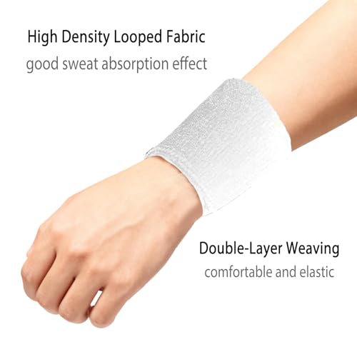 White 12 PCS Sports Wristbands Sweat Absorbent for Basketball Tennis Running