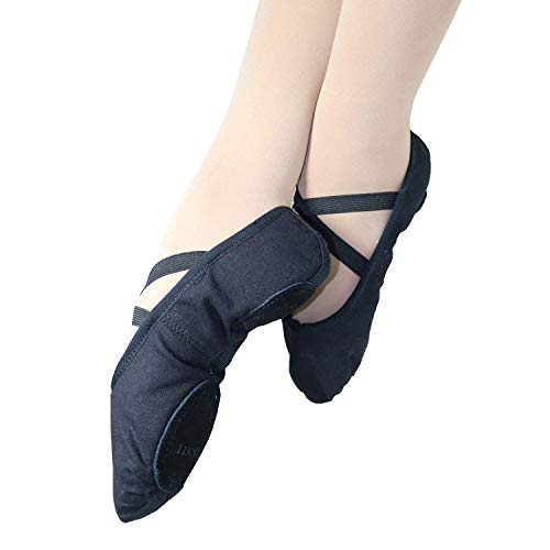 Danzcue Adult Split Sole Canvas Ballet Slipper - Black 8.5