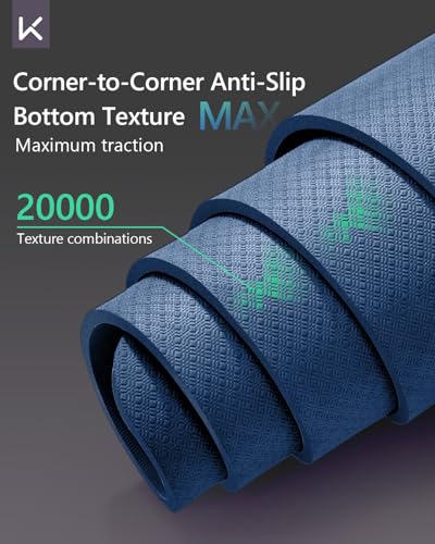 KEEP Blue Extra Wide & Long Yoga Mat 79x39x7mm Non-Slip TPE Exercise & Pilates Mat