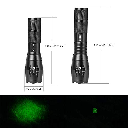 Green Hunting Flashlight Kit with Adjustable Beam & Mounts - Predator Light