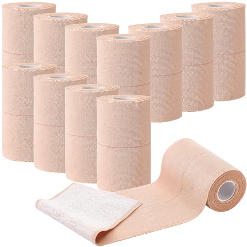 12 Rolls 4-Inch Elastic Self-Adhesive Bandage Wrap for Sports Pets & First Aid - Breathable, Reusable, Rebound Flexible