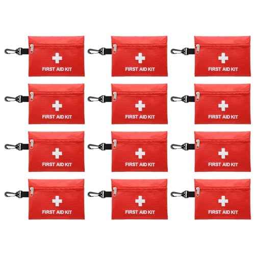 Faylapa 12Pcs Mini Empty First Aid Bag, 7.8x5.5 inches Travel Pouch Bag for Travel, Home, Office, Vehicle, Camping, Outdoor (Bag Only)