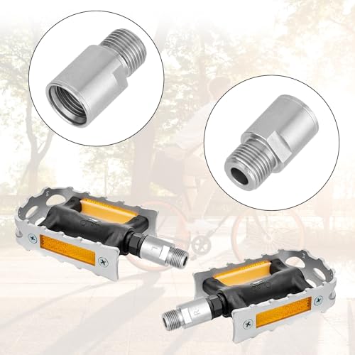 Bike Pedal Extenders 1 Pair Steel Bicycle Pedal Adapter Fit 9/16 Inch Spindle One Size